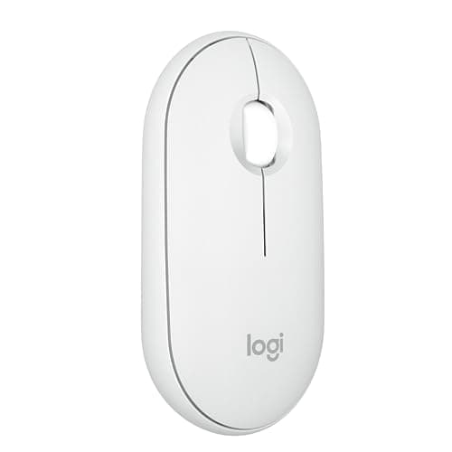 Logitech Pebble Mouse 2 M350s Slim Bluetooth Wireless Mouse, Portable, Lightweight, Customizable Button, Quiet Clicks, Easy-Switch for Windows, macOS, iPadOS, Android, Chrome OS - Tonal White