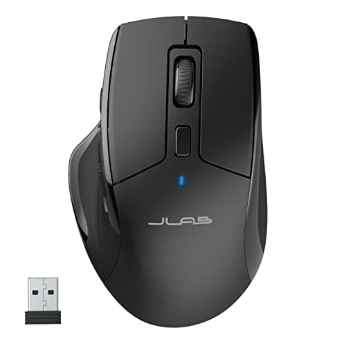 JLab JBuds Wireless Mouse, Connect Via Bluetooth or USB Wireless Dongle, Multi-Device Toggle, Up to Three Devices, Custom User Profiles, Adjustable Tracking, Full-Size, Rechargeable, (1 Pack)