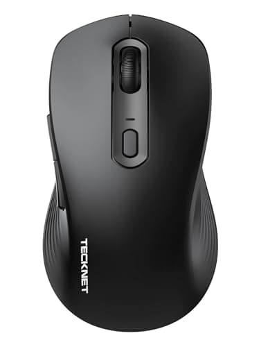 TECKNET Bluetooth Mouse, [ USB + BT1 + BT2 ] Wireless Mouse for Laptop, Silent Click, Ergonomic Design, 4800 DPI Computer Mice Wireless, Dual Mode for Laptop, Computer, iPad, MacBook