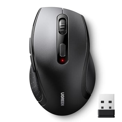 UGREEN 2.4GHz Wireless Mouse Ergonomic 1600 DPI USB Receiver Compatible with Windows Mac Linux Chromebook Laptop PC