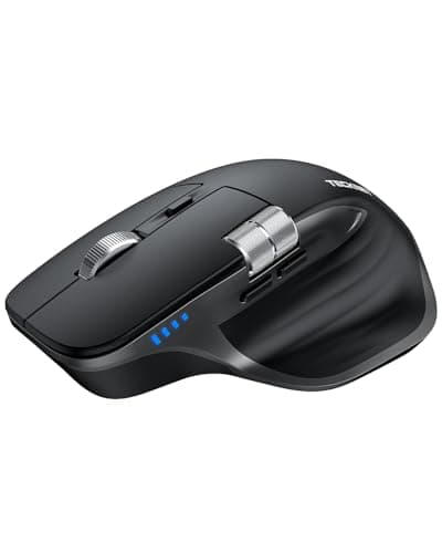 TECKNET Wireless Mouse, Bluetooth Mouse (BT5.3/5.0 & 2.4G) Rechargeable Ergonomic Optical Mouse with 6 Adjustable DPI, Side Scroll, Quiet Clicks, USB A Receiver, 7 Buttons, Wide Compatibility - Black