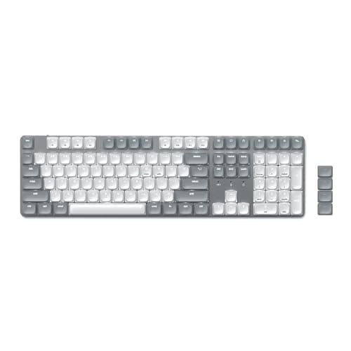 Satechi SM3 Mechanical Keyboard for Mac and Windows, 108 Keys Full Size with White LED Backlit, Wired and Bluetooth for Mac and Windows - Light Gray/White