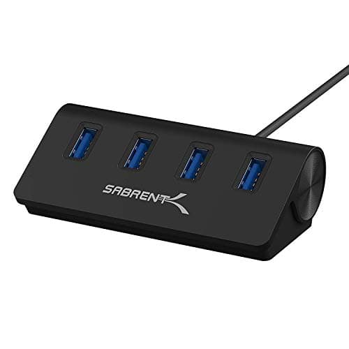 SABRENT 4-Port USB 3.0 Hub Aluminum Portable Data Hub with 2.5ft USB 3.0 Cable for iMac, MacBook, MacBook Pro, MacBook Air, Mac mini, or Any PC [Black] (HB-MC3B)