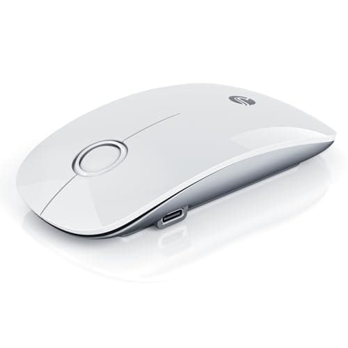 RAPIQUE R306 Pro Wireless Mouse, Dual Bluetooth & 2.4G, Type-C Rechargeable, Silent Click, Slim Symmetrical Design, Portable for Laptop/iPad/MacBook/Desktop/Windows/macOS – White