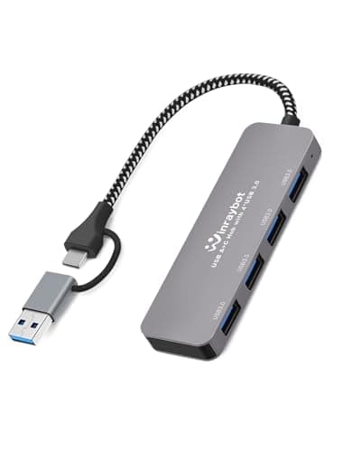 2 in 1 USB A & USB C Hub, 4 Port USB 3.0 Hub with 5Gbps High Speed Data Transfer, USB Expander Adapter for Laptop, Mac, PC, iMac, Surface, Flash Drive, HDD