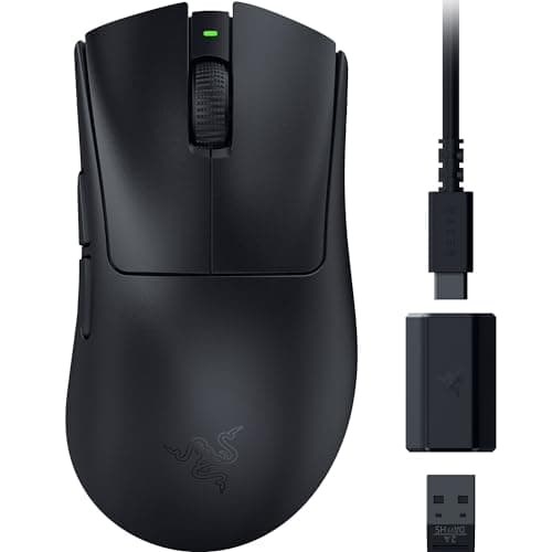 Razer DeathAdder V3 HyperSpeed Wireless Gaming Mouse: 55g Lightweight - USB C Charging - Up to 100 Hr Battery - Advanced 26K Optical Sensor - Gen-3 Optical Switches - 8 Programmable Controls - Black