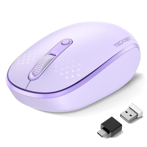TECKNET Bluetooth Wireless Mouse (BT5.0/3.0 & 2.4G) Silent Click Compact and Portable USB Cordless Optical Computer Mice,Bluetooth Mouse for Laptop Computer Notebook PC,Purple