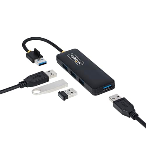 StarTech.com 4-Port USB-A Hub, USB 3.0 (5Gbps) Data Transfer, Bus Powered, Travel Mini Hub, Portable Multi-Port USB Splitter, Windows PC, MacBook, iMac, Chromebook, Surface and More