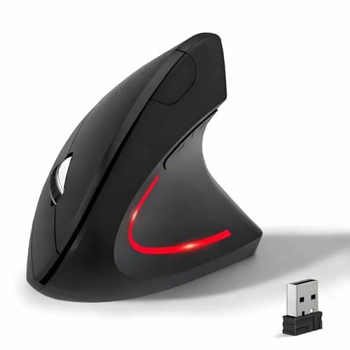 Wireless Ergonomic Mouse, 2.4G Wireless Vertical Ergo Mouse, 800/1200/1600 Adjustable DPI,6 Buttons Ergonomic Mouse for Laptop/MacBook/PC/Desktop-Black