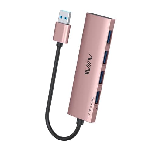 USB 3.0 Hub, 4 Port USB Hub Splitter, USB A Expander Portable USB Adapter Multiport Data Hub for Laptop, iMac Pro, MacBook Air, Mac mini/Pro, Surface Pro, USB Flash Drives, and Mobile HDD-Pink
