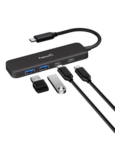 Dual USB C USB A 3.0 Hub: USB C to USB 3.0 with 4 Ports, Ultra Slim Portable USB Splitter Adapter for Laptop, PS5, Flash Drive, HDD, Xbox, Printer, Mouse, Keyboard (15 cm)