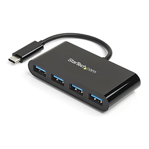 StarTech.com 4-Port USB-C Hub - Portable USB-C to 4x USB-A Hub - Bus-Powered USB 3.0 (5Gbps) Type-C Hub - USB 3.0 Port Expander (HB30C4AB)