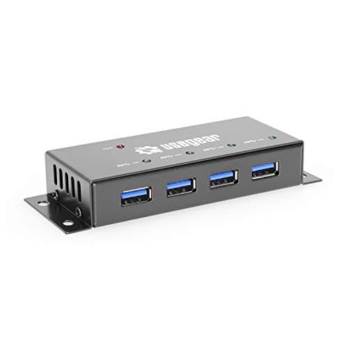 USBGear Compact 4-Port USB 3.2 Gen 1 Mini High-Power Hub w/Power Adapter, Port Status LEDs, 5 Gbps Data, Surface Mountable