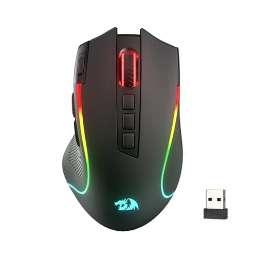 Redragon M612 PRO RGB Gaming Mouse, 8000 DPI Wired/Wireless Optical Mouse with 9 Programmable Buttons & 7 Backlit Modes, BT & 2.4G Wireless, Software Supports DIY Keybinds Rapid Fire Button