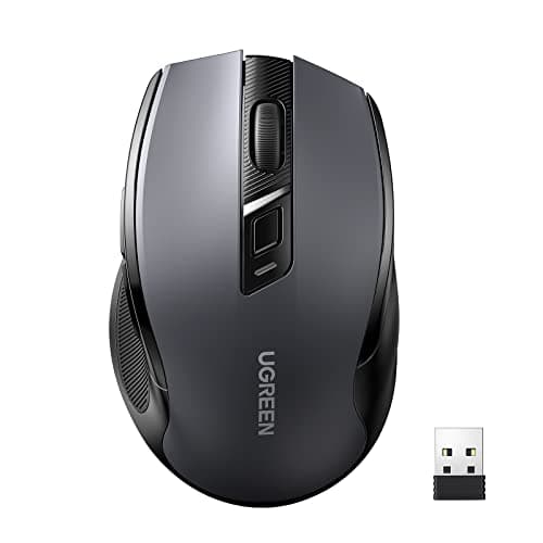 UGREEN Wireless Mouse 2.4G with USB Receiver, 5-Level 4000 DPI 6 Buttons,18 Months Battery Life Cordless Mouse, Ergonomic Computer Mice for Laptop, Computer, PC, MacBook, Chromebook Black