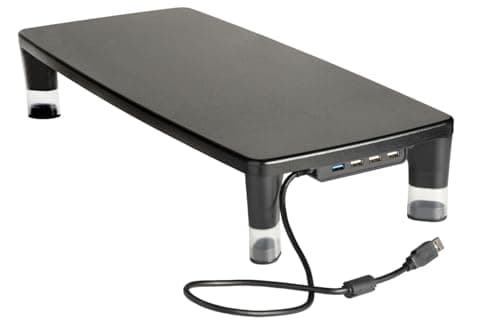 3M Adjustable Monitor Stand with 4-Port USB Hub, Black, Great for Computer Monitors, Laptops, TVs, Speakers, Printers and More