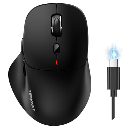 TECKNET Wireless Mouse Bluetooth 5.0/3.0 & 2.4G Rechargeable, Silent Clicks, Adjustable 4800 DPI, 6 Buttons, Ergonomic Design, Bluetooth Mouse for Laptop, Computer, ipad