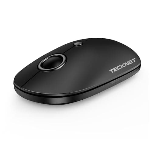 TECKNET Computer Mouse, 2.4Ghz Silent USB-A Wireless Mouse, 4800 DPI Ambidextrous Quiet Click for Travel, Slim Portable Wireless Mice Compatible with PC Laptop MacBook (Black & Grey)