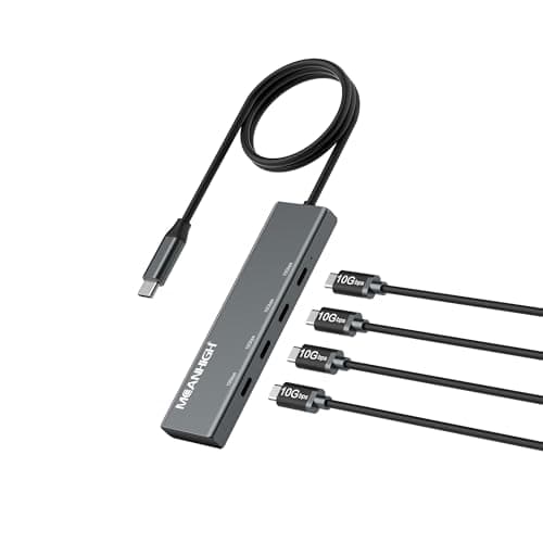 USB C Hub 10Gbps, 4 Ports USB 3.2 Adapter with 4 USB-C 3.2 Ports, 100W Power Delivery, High Speed Multiport Splitter Compatible with MacBook Pro/Air, iMac, iPad Pro, iPhone16