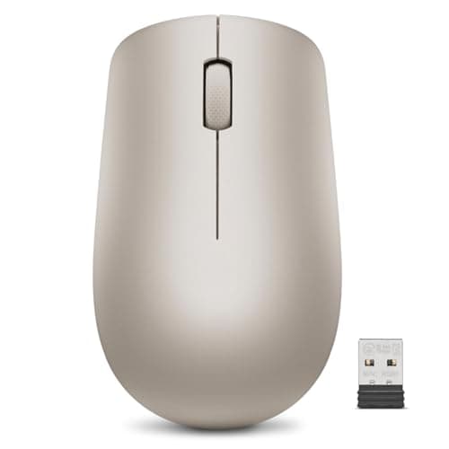 Lenovo 530 Wireless Mouse with Battery, 2.4GHz Nano USB, 1200 DPI Optical Sensor, Ergonomic for Left or Right Hand, Lightweight, GY50Z18988, Almond