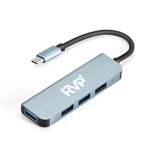 RVP+ USB Hub for Laptop, 4 Port USB Multiport Adapter, USB Splitter for Flash Drive, Keyboard, Mouse, Console, HDD, Xbox