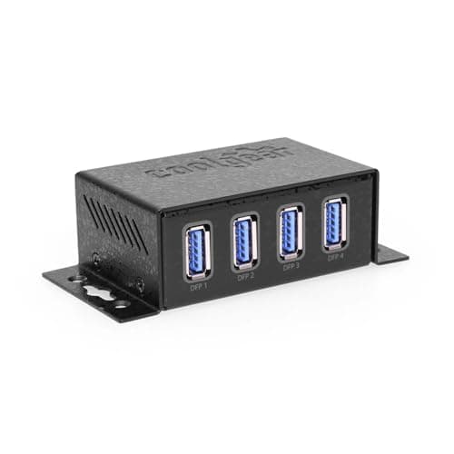Coolgear 3.2 Gen 1 USB Hub - 4 Port USB Hub with 5Gbps Data Transfers, Mountable Metal Housing, 5V Power Adapter, ESD Surge Protection, Bus or Self Powered