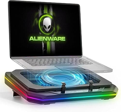 Cooling Pad for Dell Alienware m18 R2 R1 area-51 18 inch Gaming Laptop, It is a Well Deserved Heat Dissipation Monster,Cooler with Powerful Turbo Fan Can Fast Cooling,6 RGB Light Mode,Touch Start