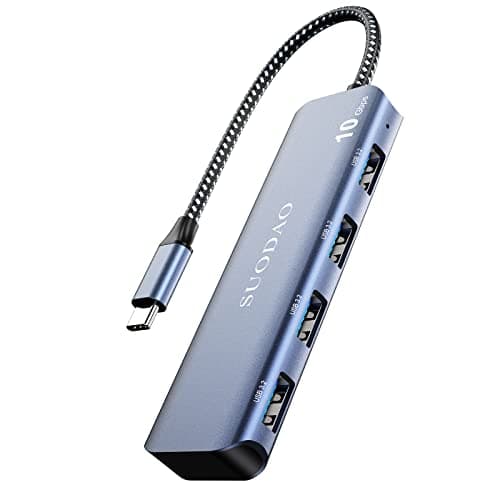 USB 3.1 Hub, SUODAO 10Gbps USB C to USB Hub, 4 Ports USB 3.1/3.2 Gen 2 Hub, SuperSpeed Aluminum Type C to 4 10Gbps USB 3.2 Ports for Laptop, MacBook, Tablet, PC, and More USB C Devices