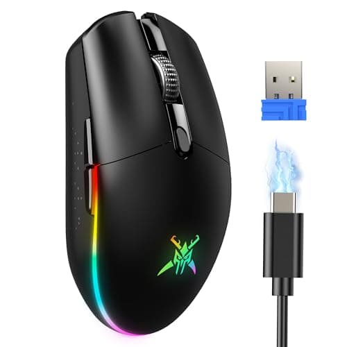 TECKNET Wireless Gaming Mouse Rechargeable - 8000 DPI, Long-Lasting 100Hrs Battery, RGB Backlit, 6 Programmable Buttons, Dual Connectivity (2.4G + USB-C) for PC, Mac, Laptop - Black