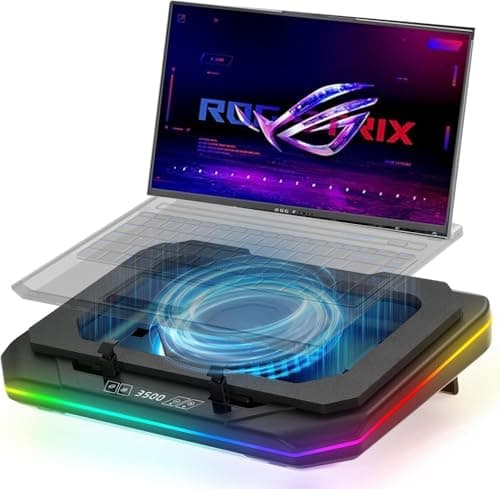 Cooling Pad for Asus ROG M16 M15 Zephyrus Strix G16 G17 G14 G15 S S17 14-17 inch Gaming Laptop, Cooler with Powerful Turbo Fan Can Fast Cooling CPU+GPU 40°C, 6 RGB Light Mode,Touch Start