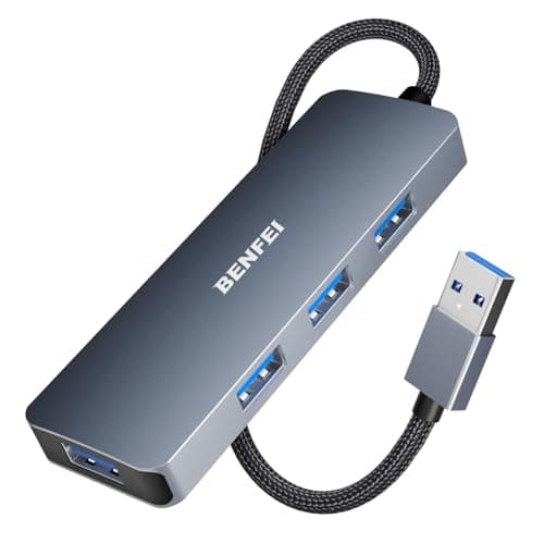 BENFEI USB 3.0 Hub, 4 Ports USB A Splitter Ultra-Slim Expander for Mouse, Keyboard, Flash Drive, U Disk, Printer Compatible with Laptop, Desktop PC, Xbox, PS5, and More