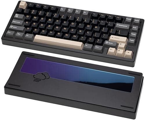 KEEBMONKEY WOBKEY Rainy 75 CNC Aluminum HMX/JWK/Cocoa Switches Triple-Mode Connectivity Mechanical Keyboard with Superior Acoustics, RGB/PP/Gradient Glass/3500mAh/Violet Switch (Standard - Black)