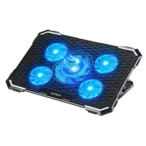 Upgrade Laptop Cooling Pad,Gaming Laptop Cooler with 5 Quiet Fans,2 USB Ports,5 Adjustable Stand Height,Blue LED Lights,for 15.6 Inch Laptops