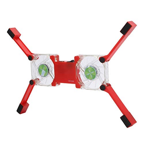 ASHATA Portable Laptop Cooling Pad, with Antiskid Mount, Light Emitting Fan, USB Foldable Heat Dssipation Stand for Notebook Computer (Red)