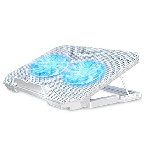 LIENS Laptop Cooling Pad with Adjustable Height Two 5.1 Inches Fan 2 USB Ports Suitable for 12'-15.6' Laptops（White）