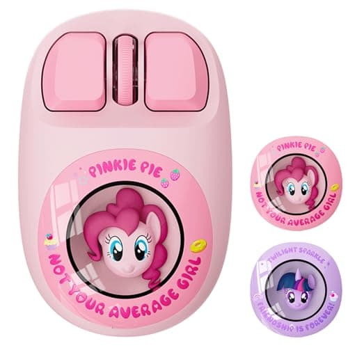 My Little Pony Wireless Mouse - Pinkie Pie Edition, 3D Character Design Silent Click Mouse with 1600 DPI, Dual-Mode (2.4GHz/Bluetooth), Ergonomic for Mac/Windows