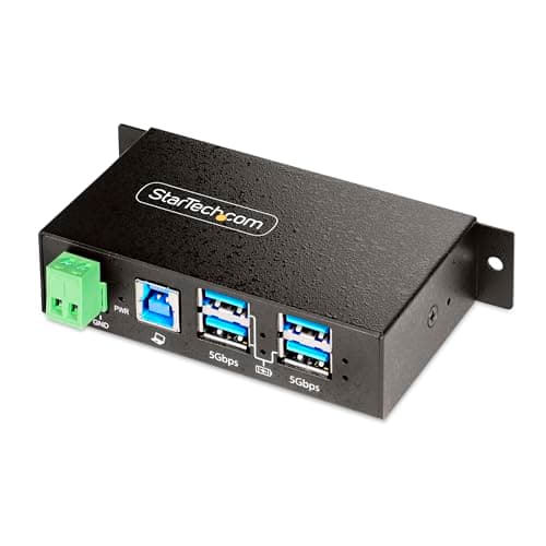 StarTech.com 4-Port Managed USB Hub with 4X USB-A, Heavy Duty with Metal Industrial Housing, ESD & Surge Protection, Wall/Desk/Din-Rail Mountable, USB 3.0/3.1/3.2 Gen 1 5Gbps, TAA