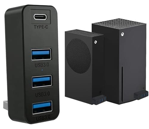 4 Ports USB Hub 3.0 for Xbox Series X|S, 5Gbps High Speed USB Hub Splitter Expansion Adapter for Xbox Series Accessories for External Hard Drives, Wireless Headset & More, 3 USB-A 3.0 + 1 Type C Port