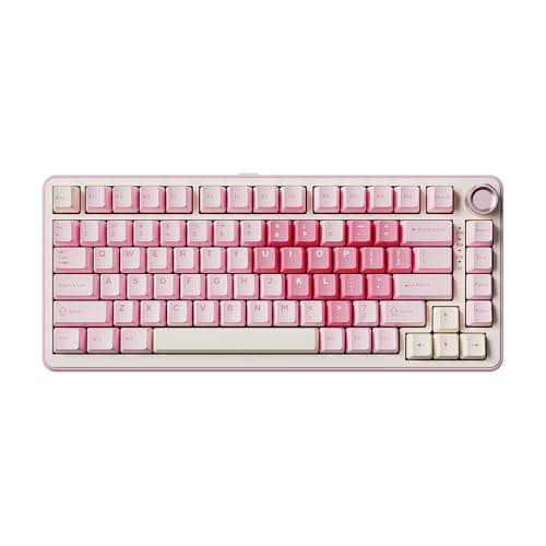YUNZII B75 PRO Wireless Mechanical Keyboard,75% Layout with Knob,Hot Swap Gasket Custom Structure,Creamy Pre-lubed Switches,RGB Backlit,Bluetooth/Type-C/2.4G for Win/Mac(Milk Switch,Pink)