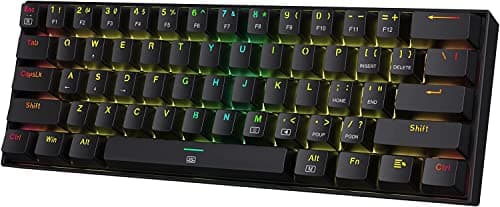 Redragon K630 Dragonborn 60% Wired RGB Gaming Keyboard, 61 Keys Compact Mechanical Keyboard with Tactile Brown Switch, Pro Driver Support, Black