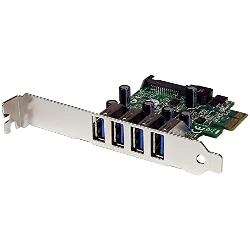 StarTech.com 4-Port PCI Express SuperSpeed USB 3.0 Controller Card with UASP - 5Gbps - USB 3.0 Expansion Card with SATA Power , TAA (PEXUSB3S4V)