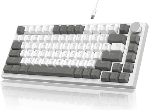 ATTACK SHARK X Ajazz AK820 Hot Swappable Mechanical Keyboard 75% Percent,TLK Custom Wired Keyboard Gaming with Rotary Knob,Poron Foam,Silicon Pad,Led Backlit,NKRO for Win/Mac,Gasket,As Red Switch