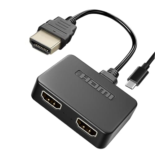 HDMI Splitter 1 in 2 Out, 4K HDMI Hub 2.0 Video Duplicator with 2.5ft USB Power Cable and Adapter, Supports 4K@30Hz UHD for TV, Monitor, Projector, PS4, Xbox, Blu-Ray – Mirror Mode Only