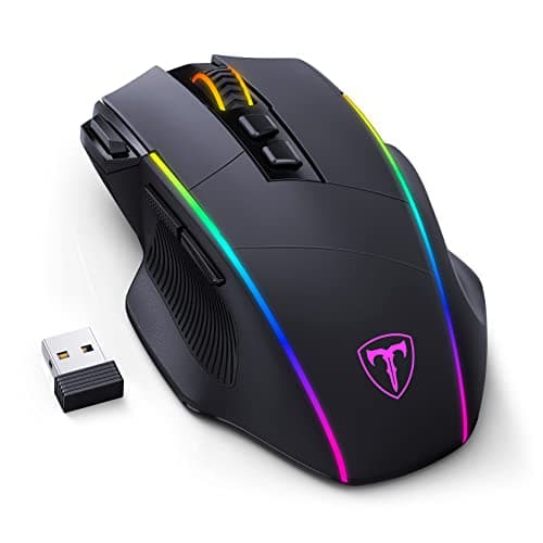 RisoPhy Wireless Gaming Mouse,Tri-Mode 2.4G/USB-C/Bluetoothy, Up to 10000DPI,Chroma RGB Backlit,Ergonomic with 8 Programmable Buttons,Rechargeable Computer Mouse for Laptop,PC,Mac