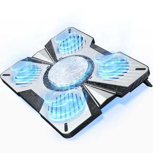 IMMOENUC Laptop Cooling Pad with 5 Fans & Peltier Device Ultra-Quiet Semiconductor Panel Cooler Stand, Adjustable Speed + Stand for 13-19 Inch Laptops (MacBook/Dell/HP) Fast Cooling Notebook