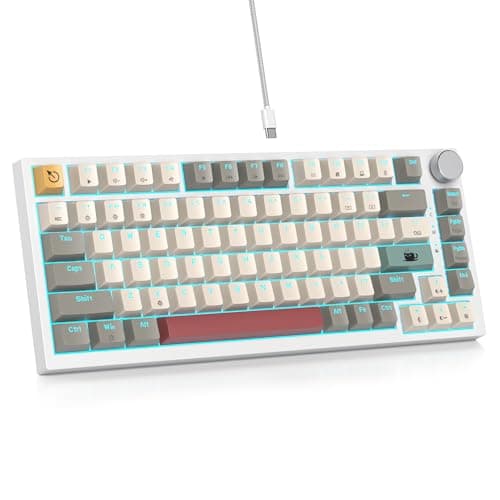75% Wired Gaming Keyboard, Hot Swappable Gasket Mount, Red Switch, RGB Backlit 82 Keys TKL Mechanical Keyboard, NKRO Compact for PC Laptop Windows Gamer (Gray Rice)