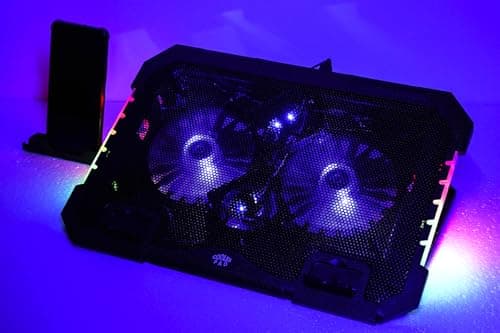 RGB Gaming Laptop Cooling Pad 17-12Inch 4Fans (Customized RGB Sidelight with Switch,Laptop Fan Speed Adjustable,5 Heights Adjustment with Phone Holder)Fit Apple MacBook Laptop Fan Cooling Pad