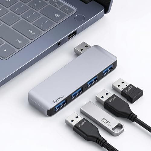 USB 3.0 Hub, 4 Ports USB A Splitter, Wireless USB Expander for Laptop and Computer, Compatible with Macbooks, Laptops, Desktop and USB More