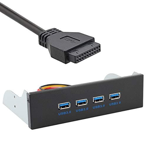 JSER USB 3.0 HUB 4 Ports HUB Front Panel to Motherboard 20Pin 19Pin Header Connector Cable Compatible for 5.25' CD-ROM Bay