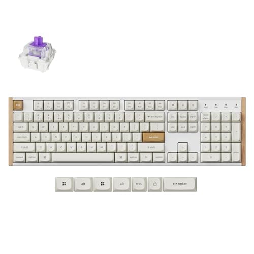 Keychron K10 HE QMK Wireless Gaming Custom Mechanical Keyboard, 2.4 GHz/Bluetooth/Wired Full-Size Hot-Swappable Programmable RGB Backlit Gateron Magnetic Switches for Mac Windows, Wood Frame-White